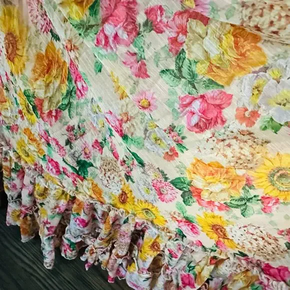 Mac Duggal 9174 Long Formal Multicolored Floral Print Chiffon Gown Dress Size 10